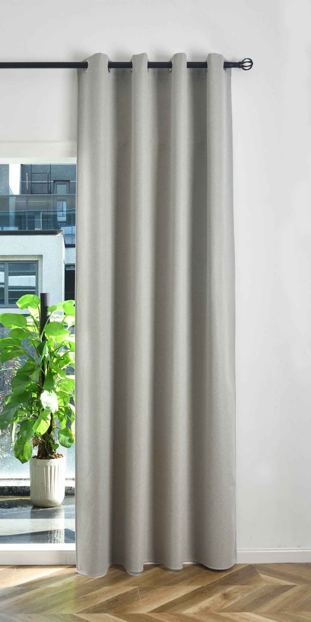 Verdunkelungsvorhang Ösen Raffhalter 100% Verdunkelung Blackout »München Dark« Dreischichtige Bindung Fischgrätmuster 202410