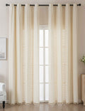 2er Set Vorhang Ösen »Osaka« HxB 245x140 cm Creme 100% Baumwolle Linenlook Makrameespitze Bommeln Raffhalter Gardinen