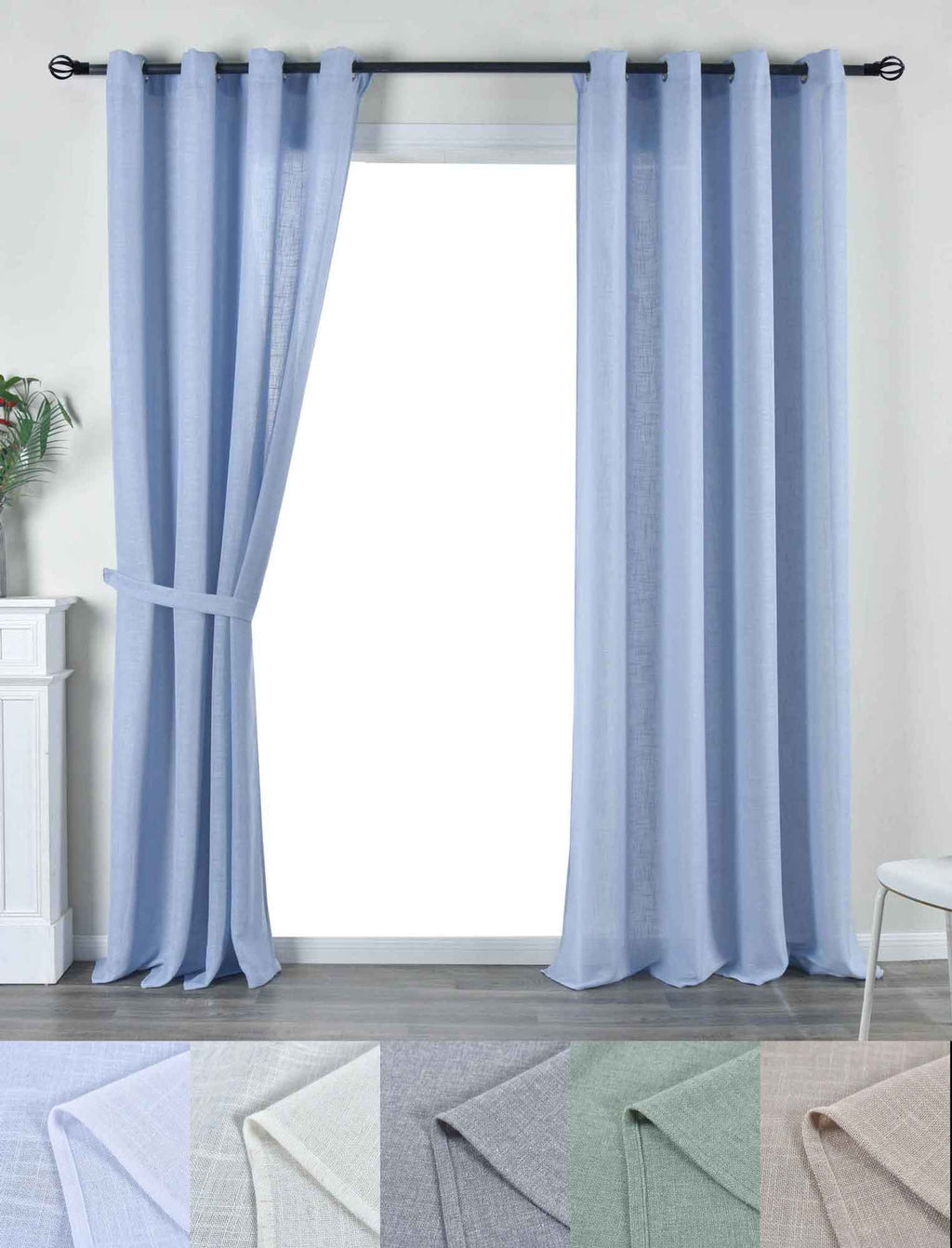 2er Set Vorhang Ösen »Essen« Cationic Raffhalter Leinenstruktur blickdicht lichtdurchlässig 210 g/m² 202430-2