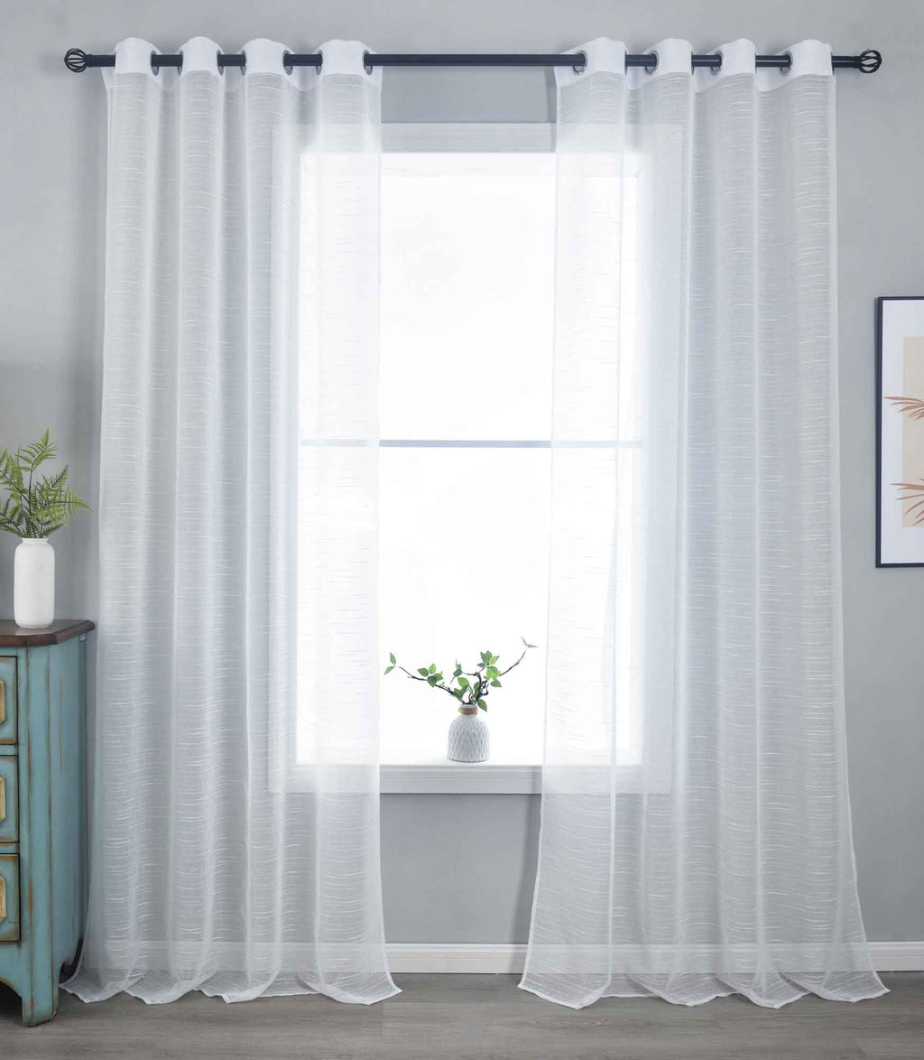 2er Set Gardinen »Dresden« Ösen HxB 245x135 cm Natur Raffhalter filigran leicht modern elegant Linienmuster 202440-2