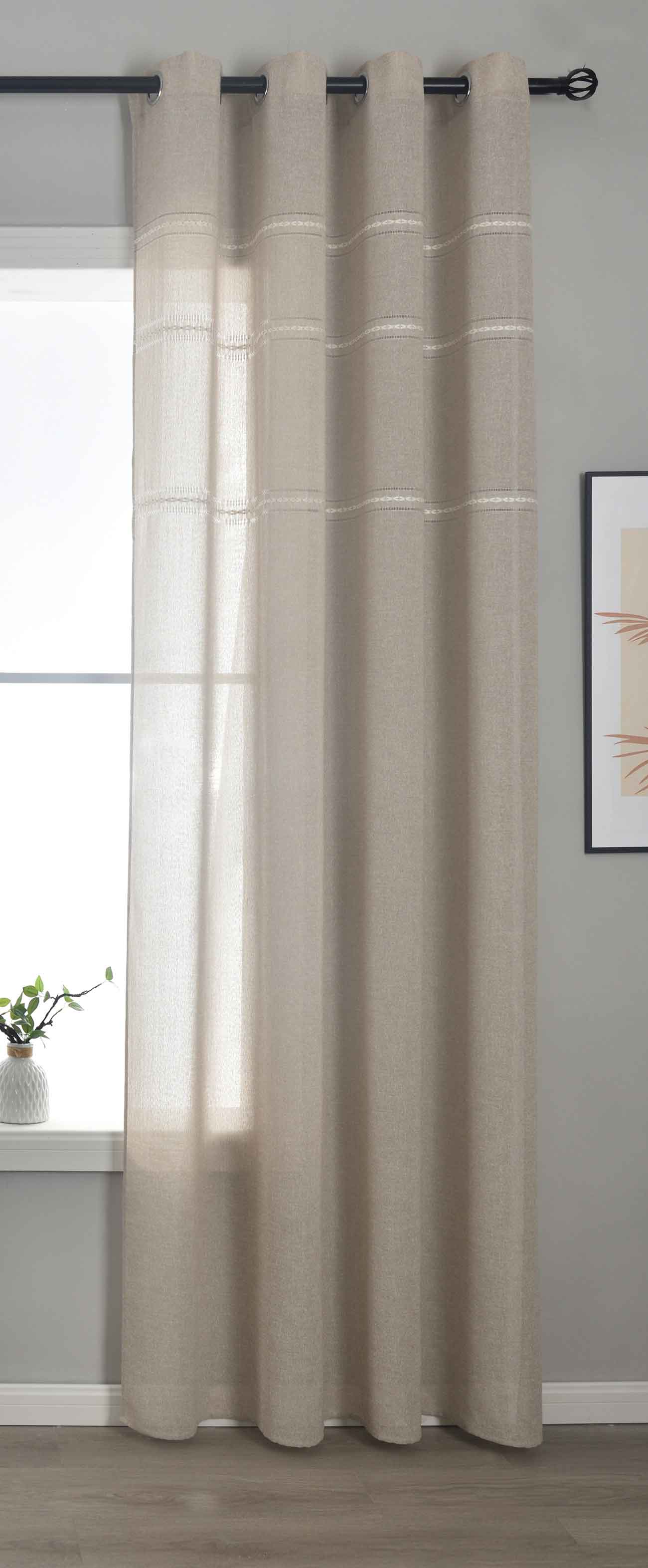 Halbtransparente Gardine mit Ösen »Leipzig« Kettenmuster lichtdurchlässig elegante Struktur  202450