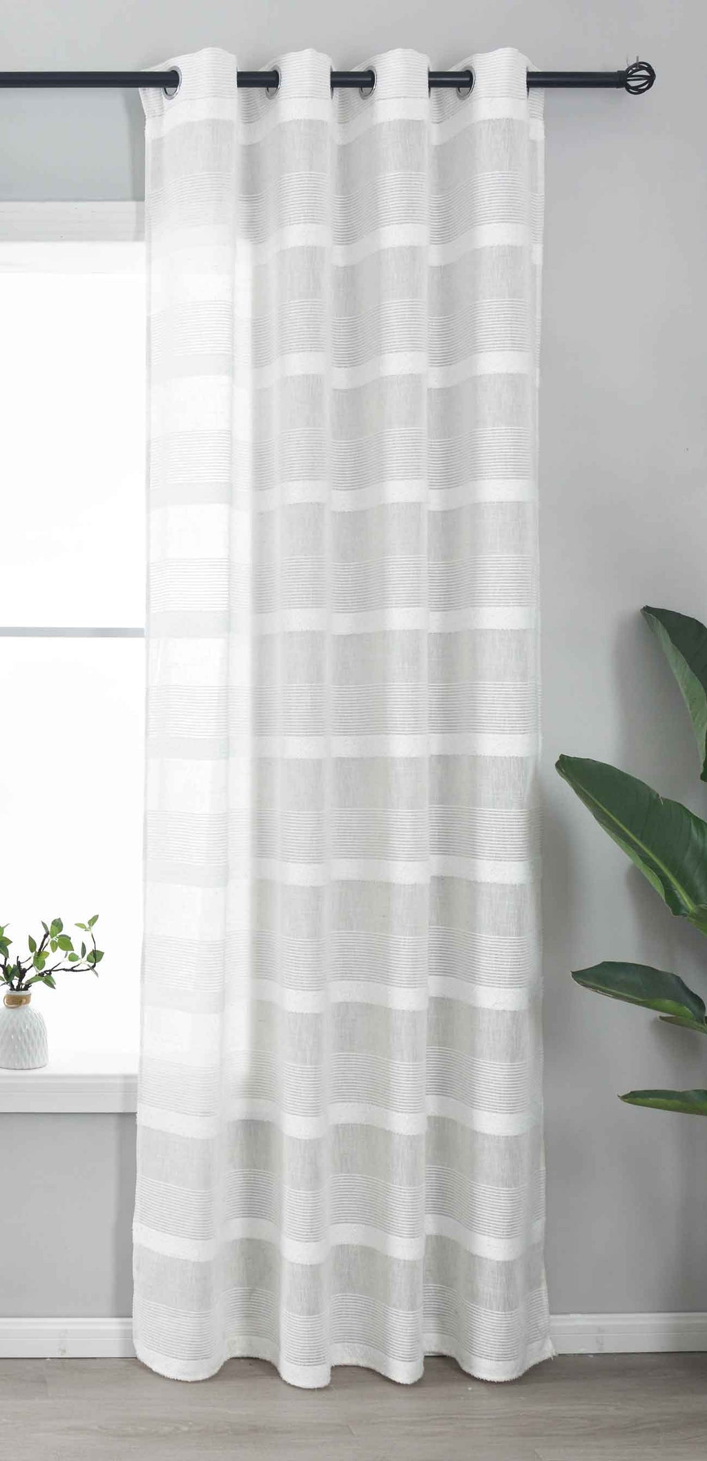 Halbtransparente Gardine mit Ösen HxB 245x140 cm Natur Meliert »Halle« Chenille Leinenbindung Lichtdurchlässig Halbtransparent 202480