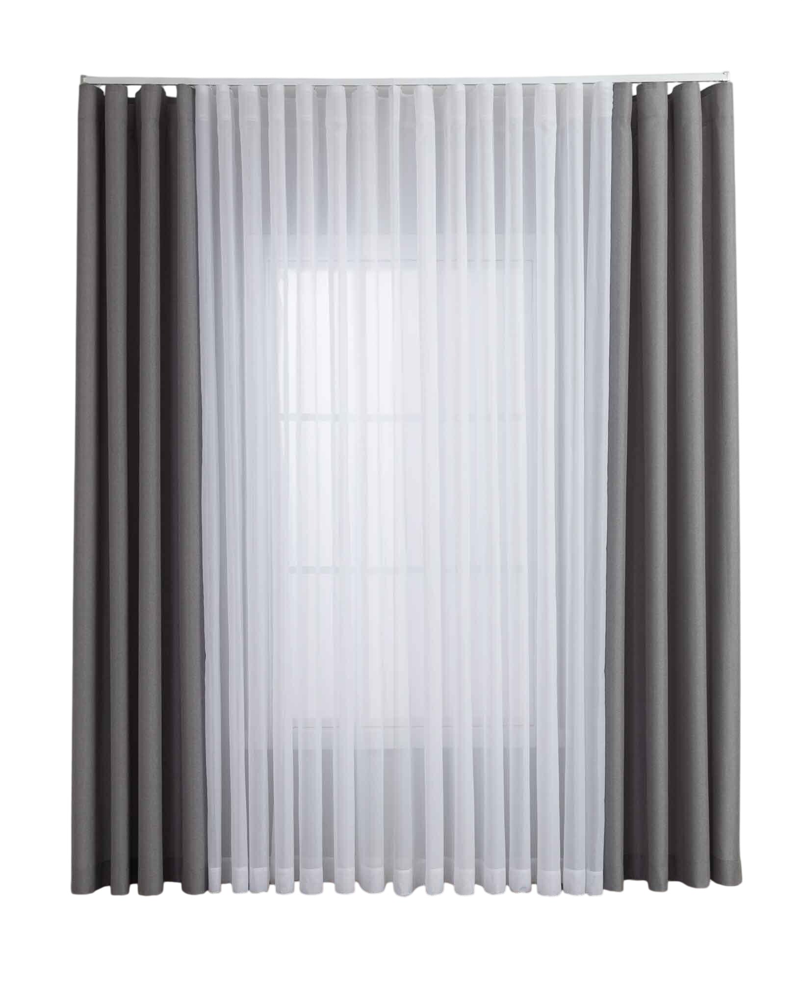 Gardinen-Set 3-teilig L Wien« | 2 Vorhänge Leinenoptik HxB 245x300 cm  und 1 Voile Batist Store HxB 245x300 cm Weiß 1:2 Wellenband  2025100-110S3