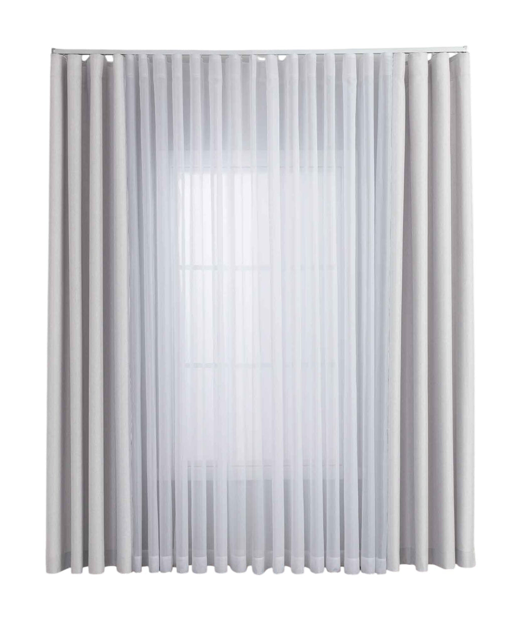 Gardinen-Set 3-teilig L Wien« | 2 Vorhänge Leinenoptik HxB 245x300 cm  und 1 Voile Batist Store HxB 245x300 cm Weiß 1:2 Wellenband  2025100-110S3