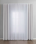 Gardinen-Set 3-teilig L Wien« | 2 Vorhänge Leinenoptik HxB 245x300 cm  und 1 Voile Batist Store HxB 245x300 cm Weiß 1:2 Wellenband  2025100-110S3
