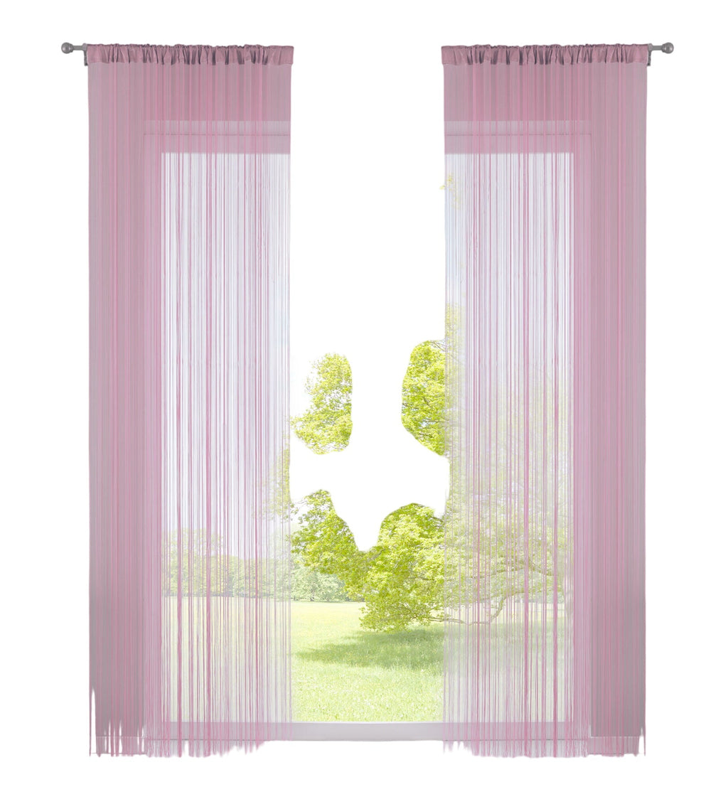 2er Set Fadengardine  mit Tunneldurchzug und eingenähtem Kräuselband, geeignet für Gardinenstangen und Gardinenschienen Fadenvorhänge Fadenstores Raumteiler 20303CN2