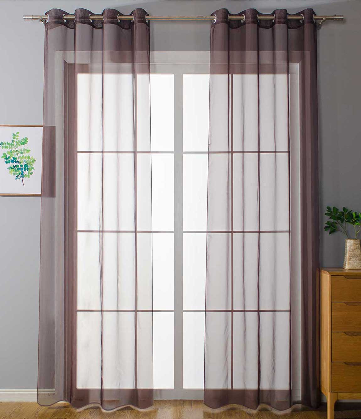 2er Set Ösenvorhänge Transparent »Uni« Gardine Stores Vorhang Ösen Bleibandabschluß Wohnzimmer 20332-cn2