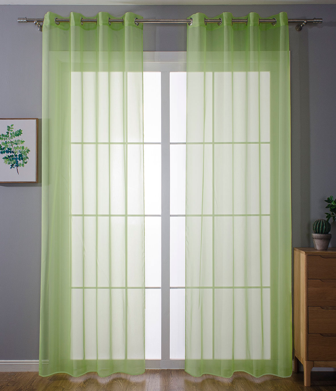 2er-Pack Ösen Gardinen Transparent Vorhang Set Wohnzimmer Voile Ösenvorhang Bleibandabschluß 203322