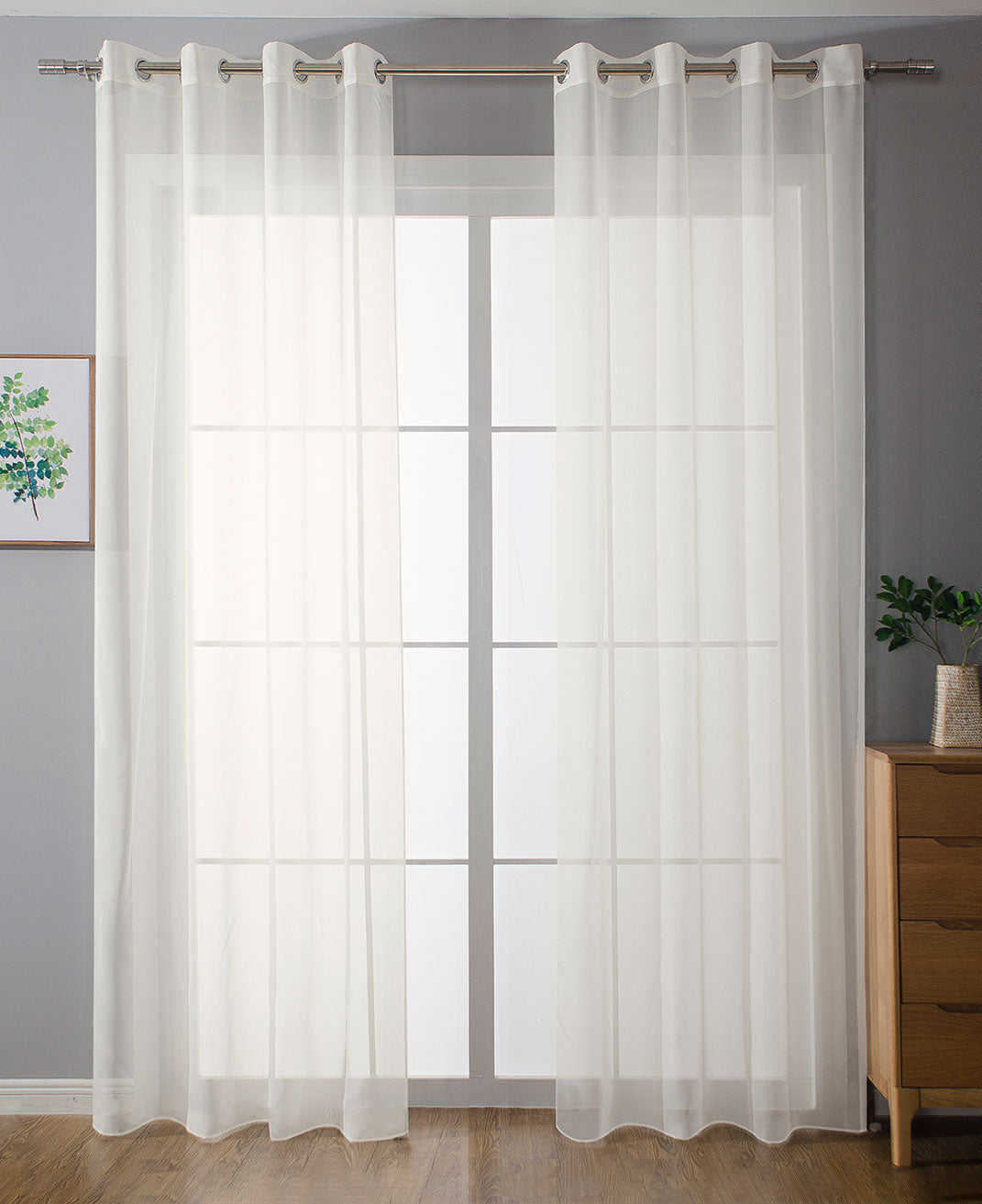2er-Pack Ösen Gardinen Transparent Vorhang Set Wohnzimmer Voile Ösenvorhang Bleibandabschluß 203322