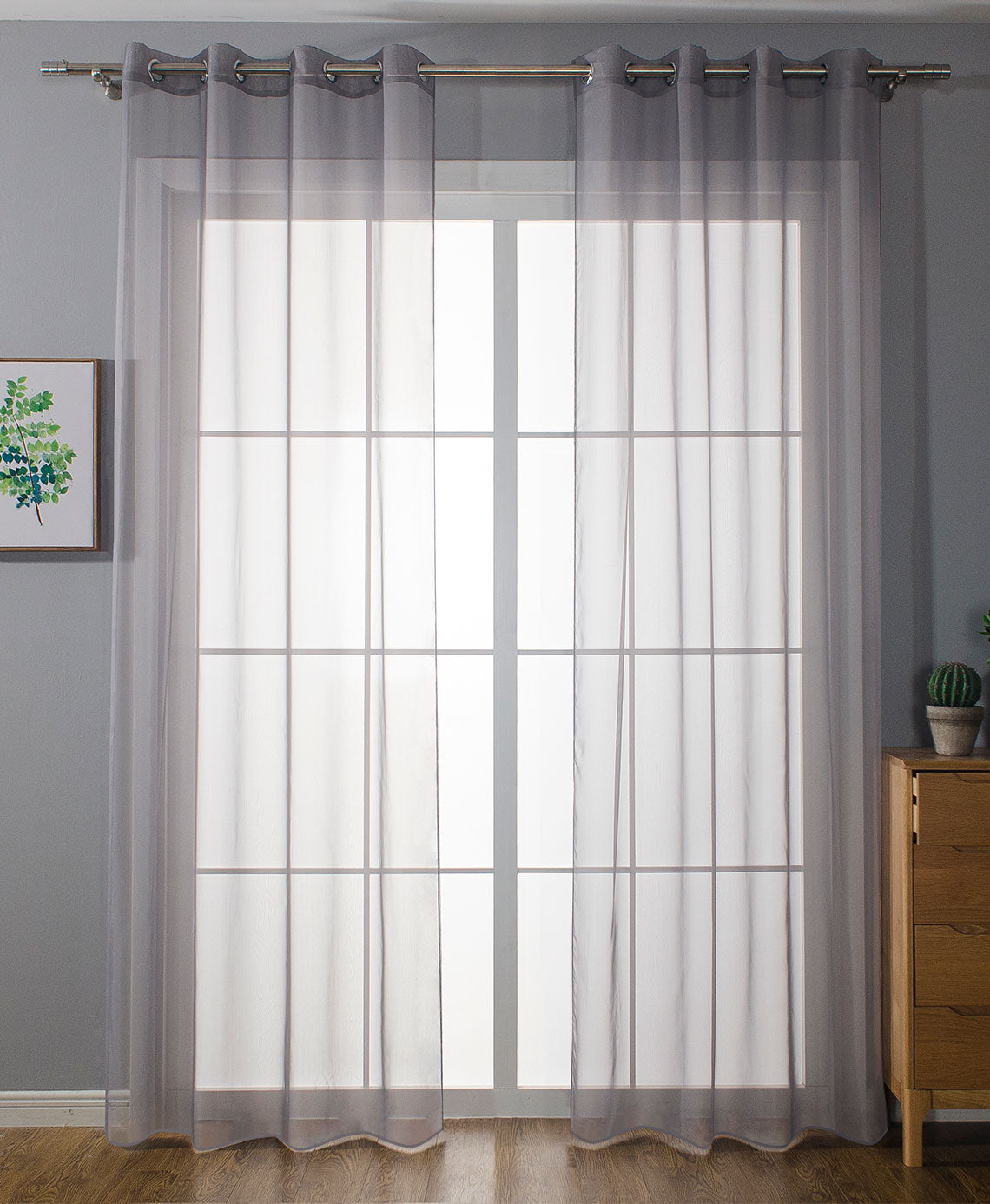 2er-Pack Ösen Gardinen Transparent Vorhang Set Wohnzimmer Voile Ösenvorhang Bleibandabschluß 203322