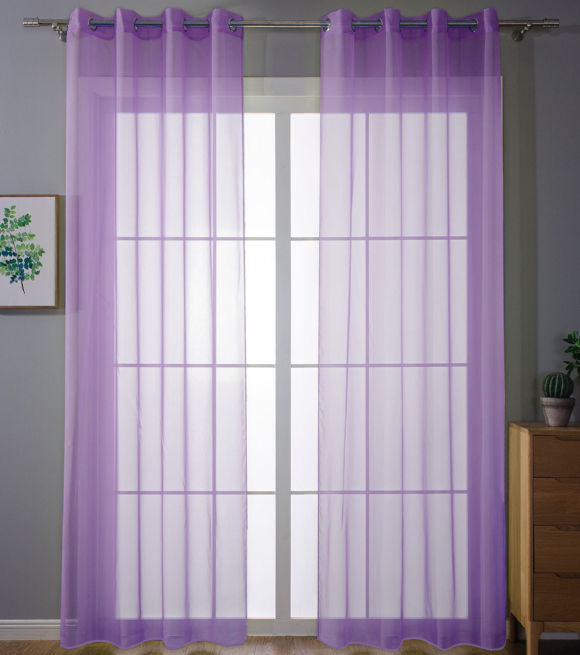 2er-Pack Ösen Gardinen Transparent Vorhang Set Wohnzimmer Voile Ösenvorhang Bleibandabschluß 203322