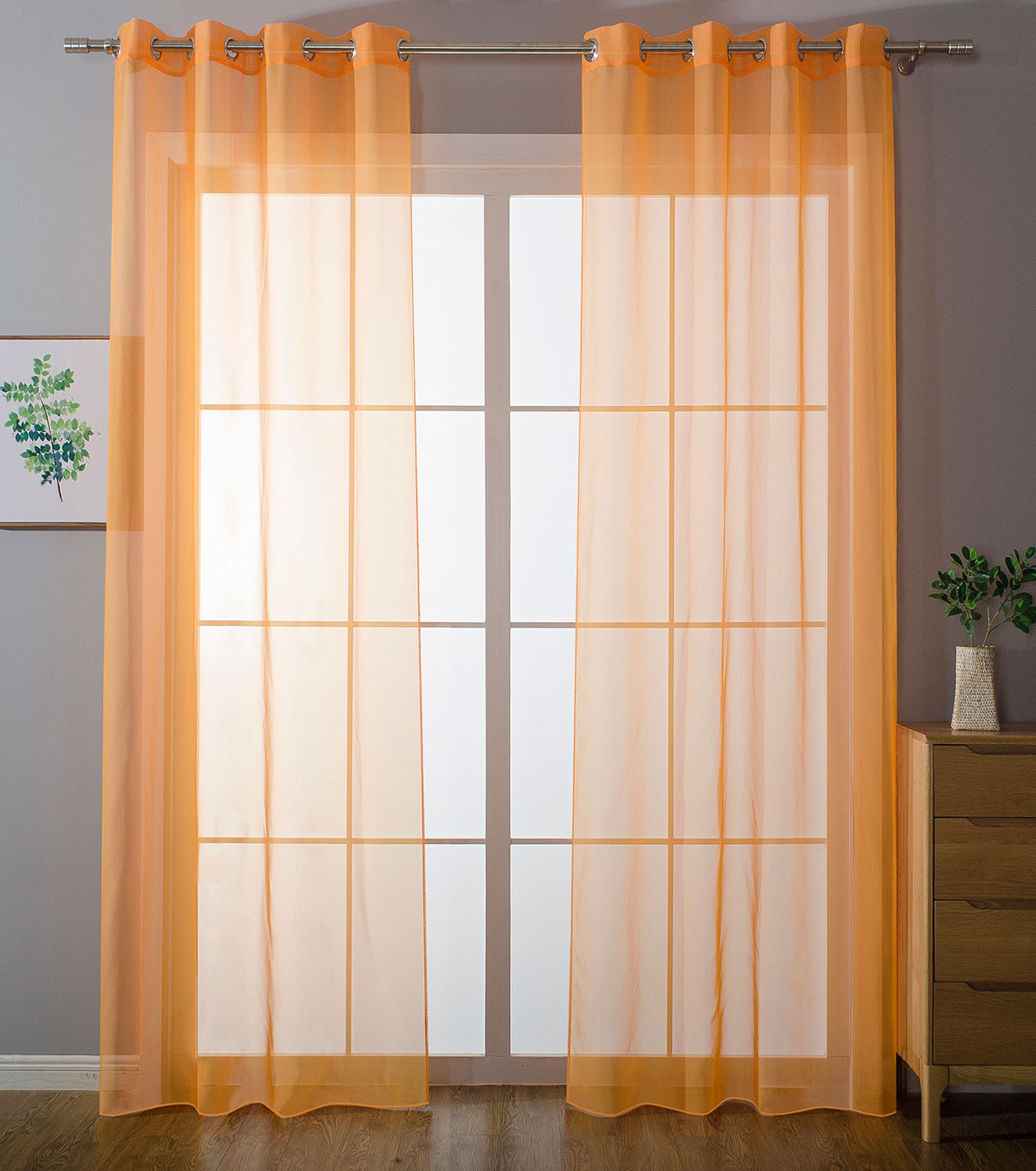 2er-Pack Ösen Gardinen Transparent Vorhang Set Wohnzimmer Voile Ösenvorhang Bleibandabschluß 203322