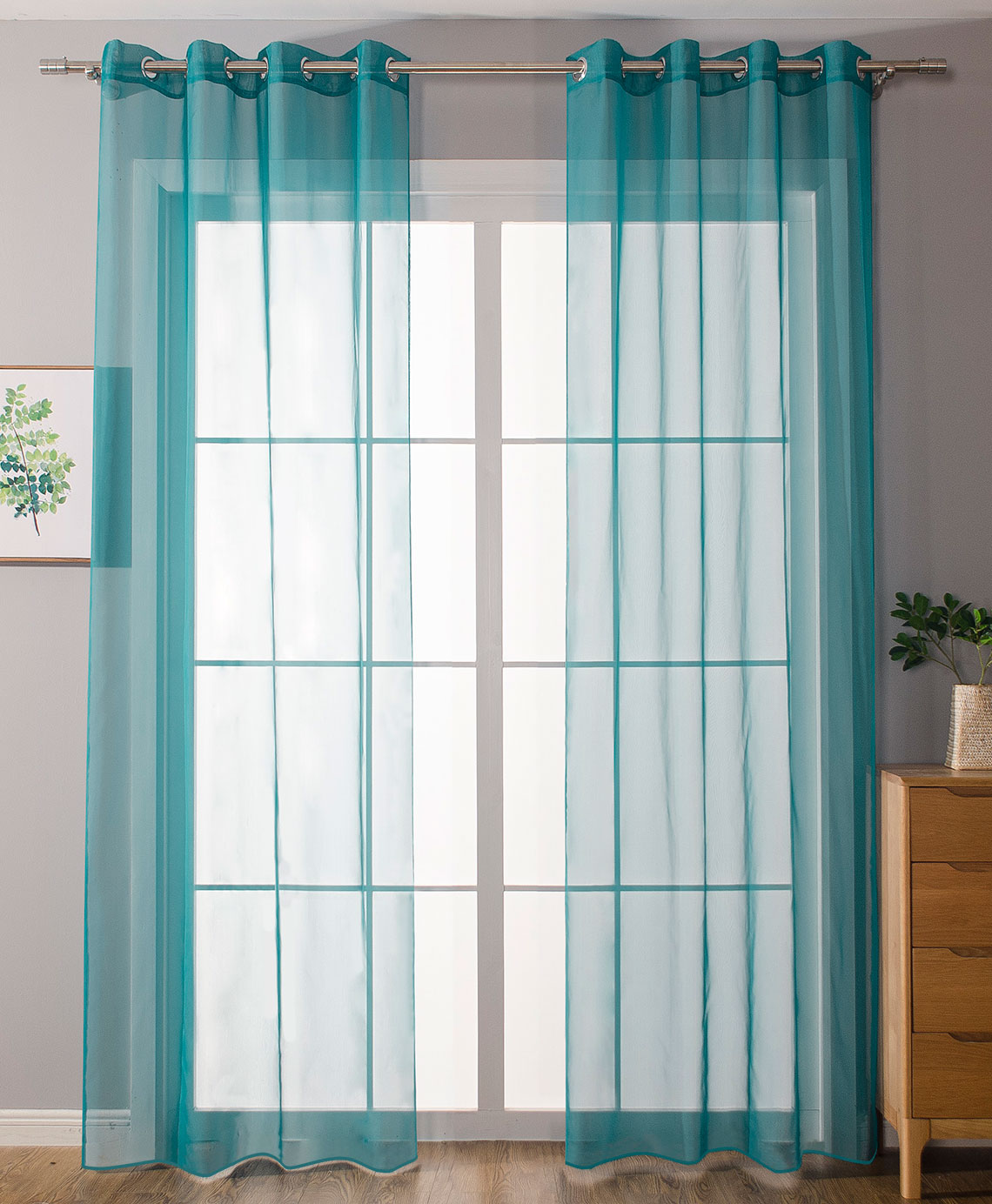 2er-Pack Ösen Gardinen Transparent Vorhang Set Wohnzimmer Voile Ösenvorhang Bleibandabschluß 203322