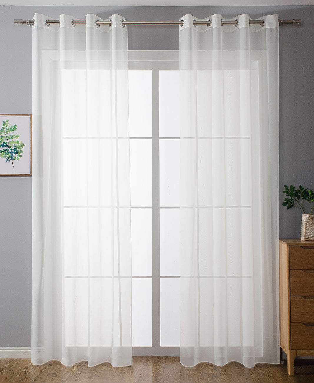 2er-Pack Ösen Gardinen Transparent Vorhang Set Wohnzimmer Voile Ösenvorhang Bleibandabschluß 203322