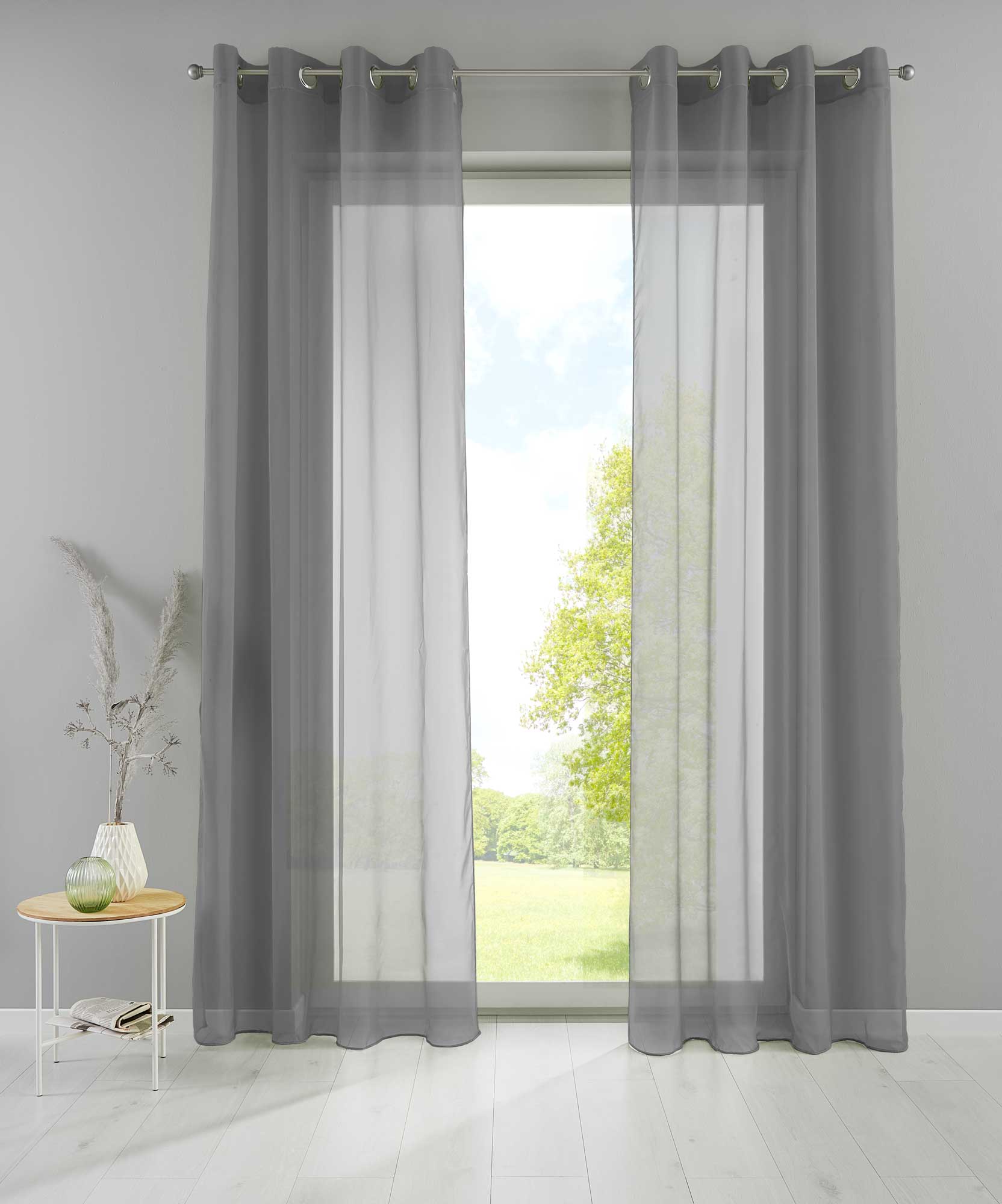2er Set Ösengardinen Transparent »Basel« Gardine Bleiband Store Vorhang 20332TR2