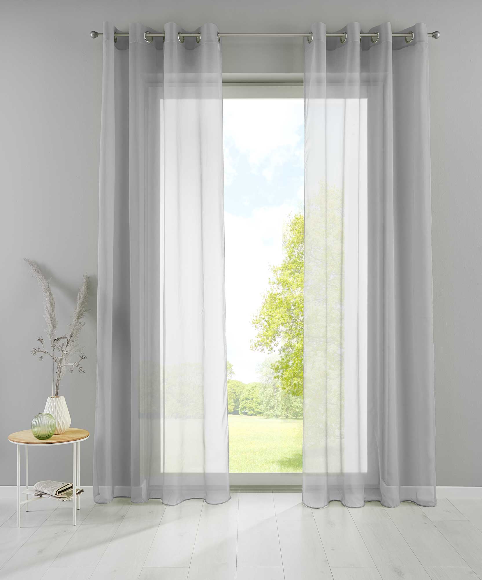 2er Set Ösengardinen Transparent »Basel« Gardine Bleiband Store Vorhang 20332TR2