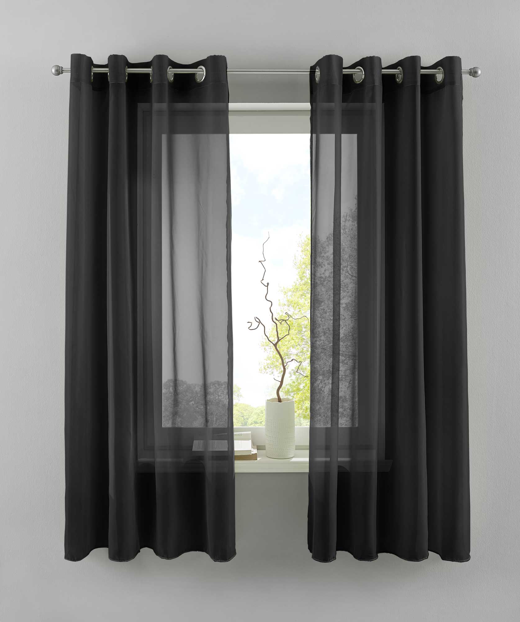2er Set Ösengardinen Transparent »Basel« Gardine Bleiband Store Vorhang 20332TR2