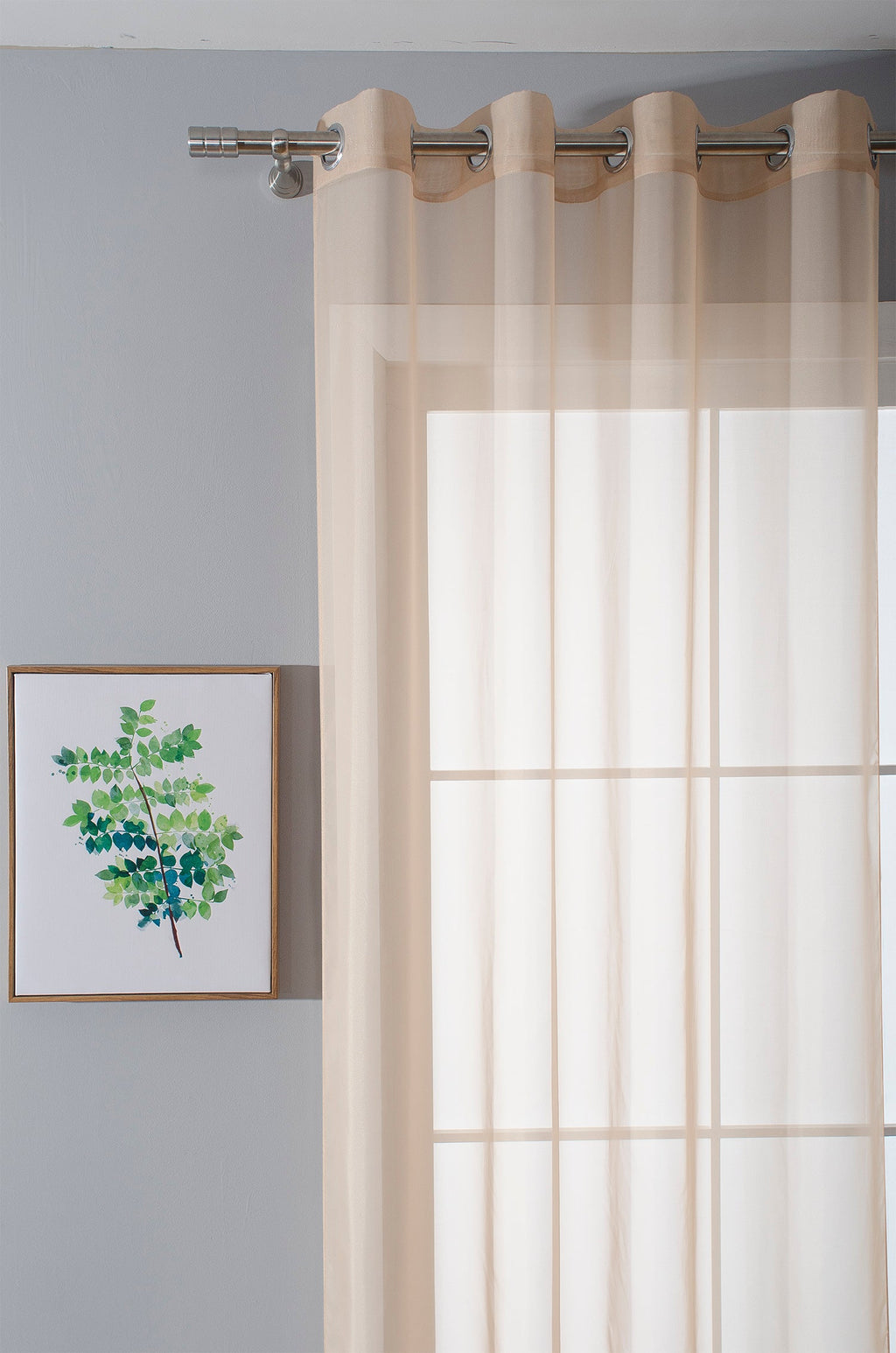2er-Pack Ösen Gardinen Transparent Vorhang Set Wohnzimmer Voile Ösenvorhang Bleibandabschluß 203322