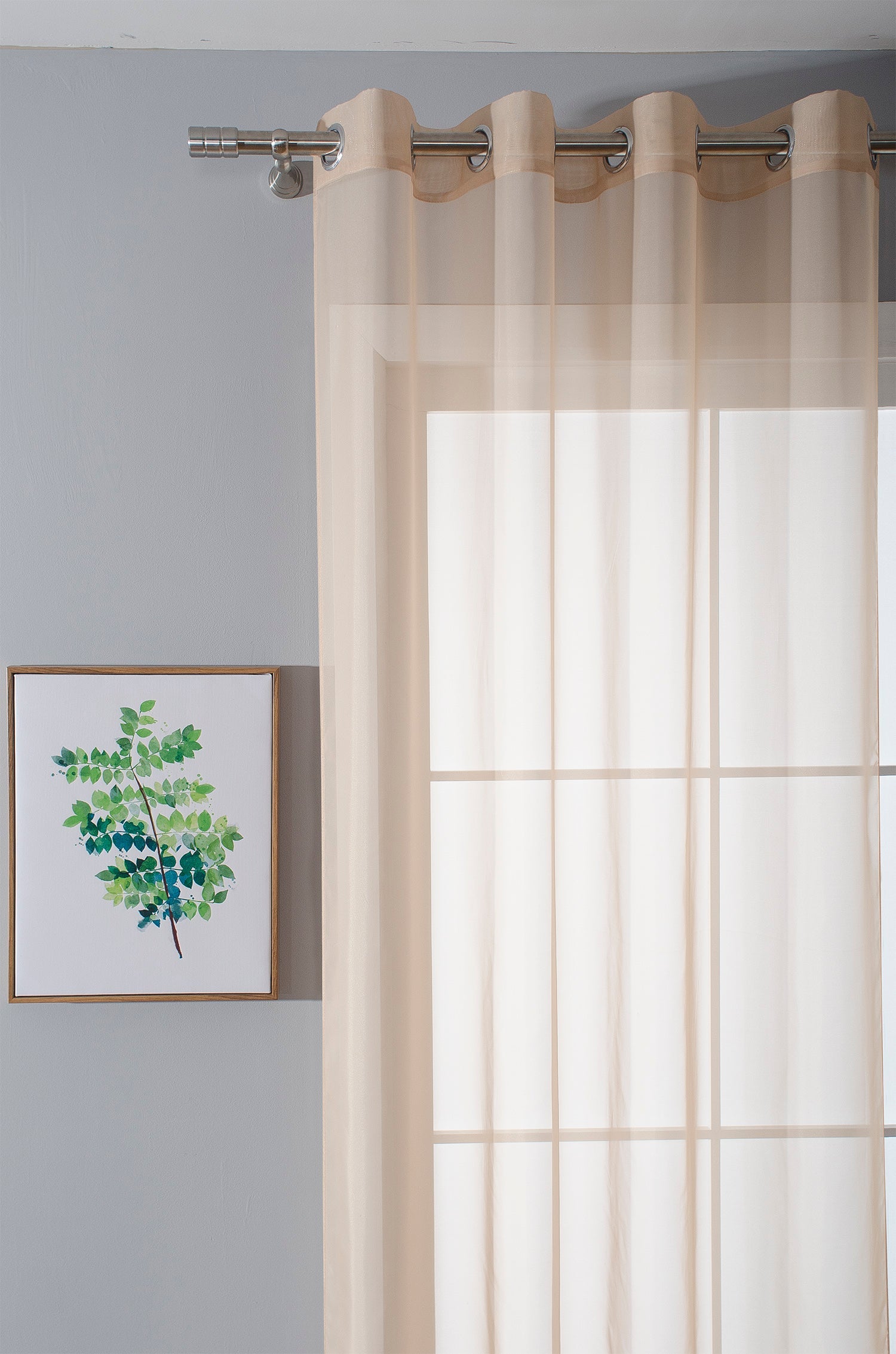 2er-Pack Ösen Gardinen Transparent Vorhang Set Wohnzimmer Voile Ösenvorhang Bleibandabschluß 203322