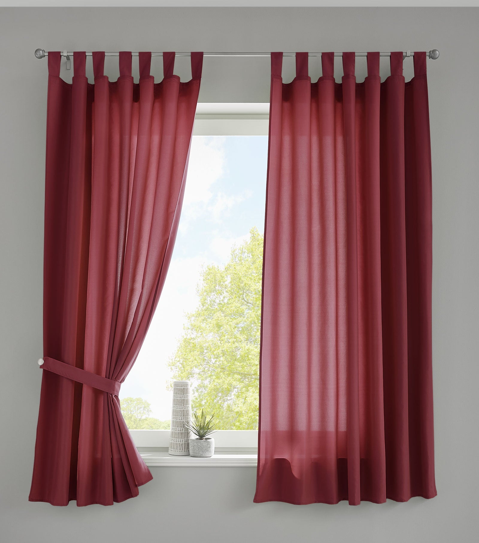 2er Set Vorhänge Schal Schlaufen »Berlin« Microsatin Lichtdurchlässig Kräuselband Uni Matt 20400N2