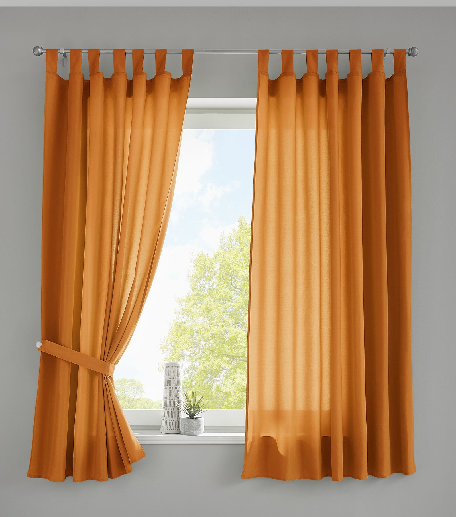 2er Set Vorhänge Schal Schlaufen »Berlin« Microsatin Lichtdurchlässig Kräuselband Uni Matt 20400N2