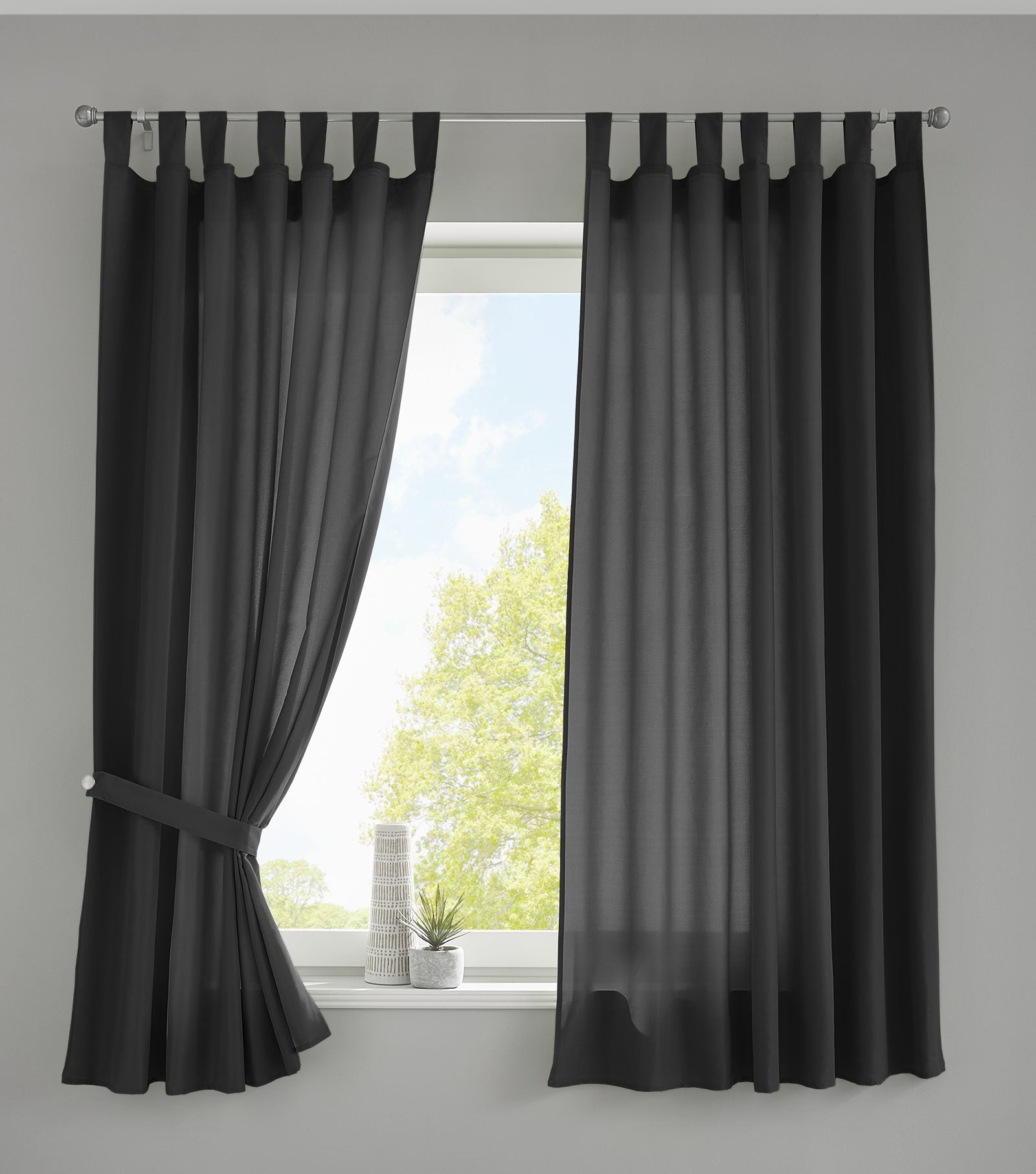 2er Set Vorhänge Schal Schlaufen »Berlin« Microsatin Lichtdurchlässig Kräuselband Uni Matt 20400N2