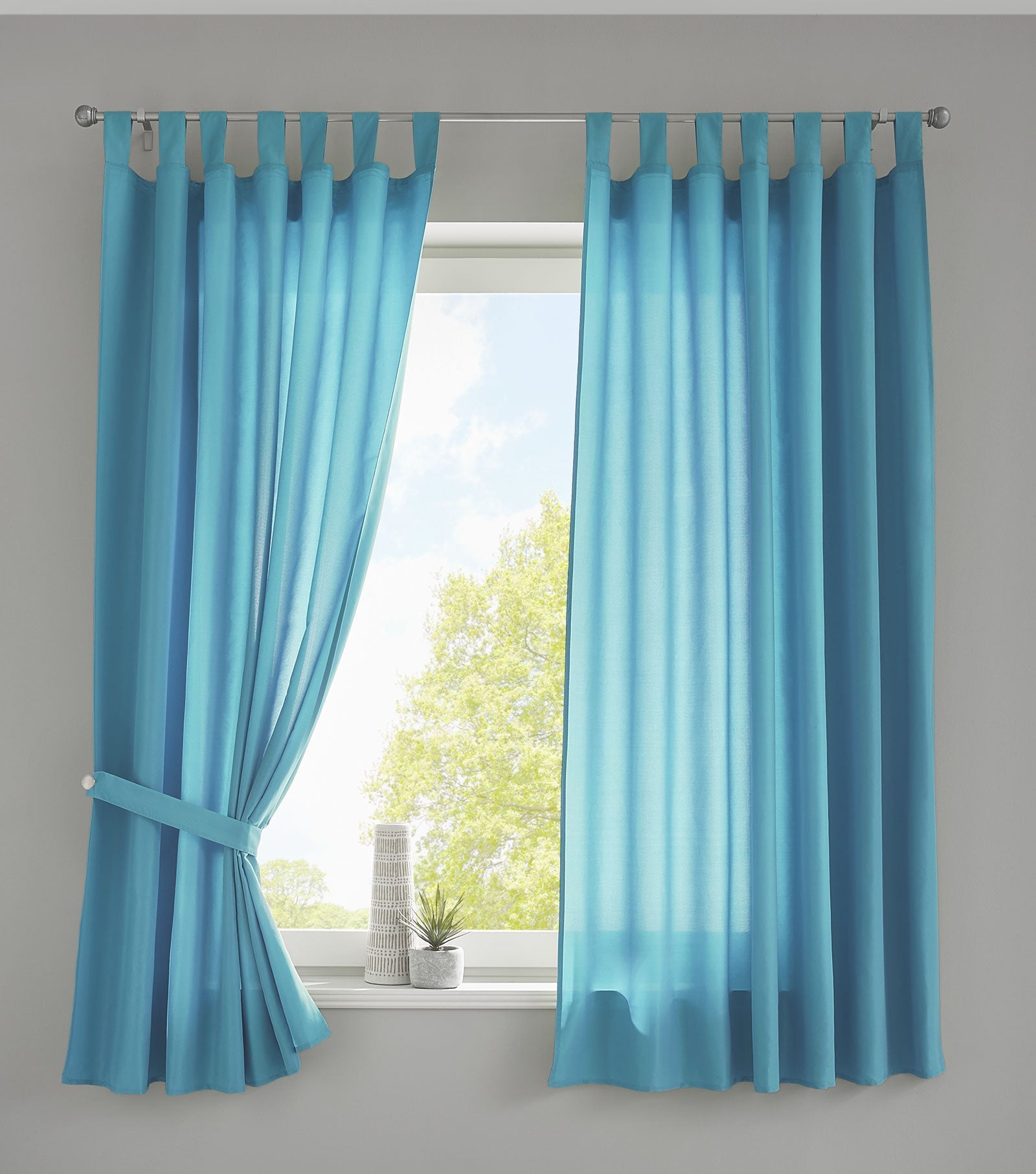 2er Set Vorhänge Schal Schlaufen »Berlin« Microsatin Lichtdurchlässig Kräuselband Uni Matt 20400N2