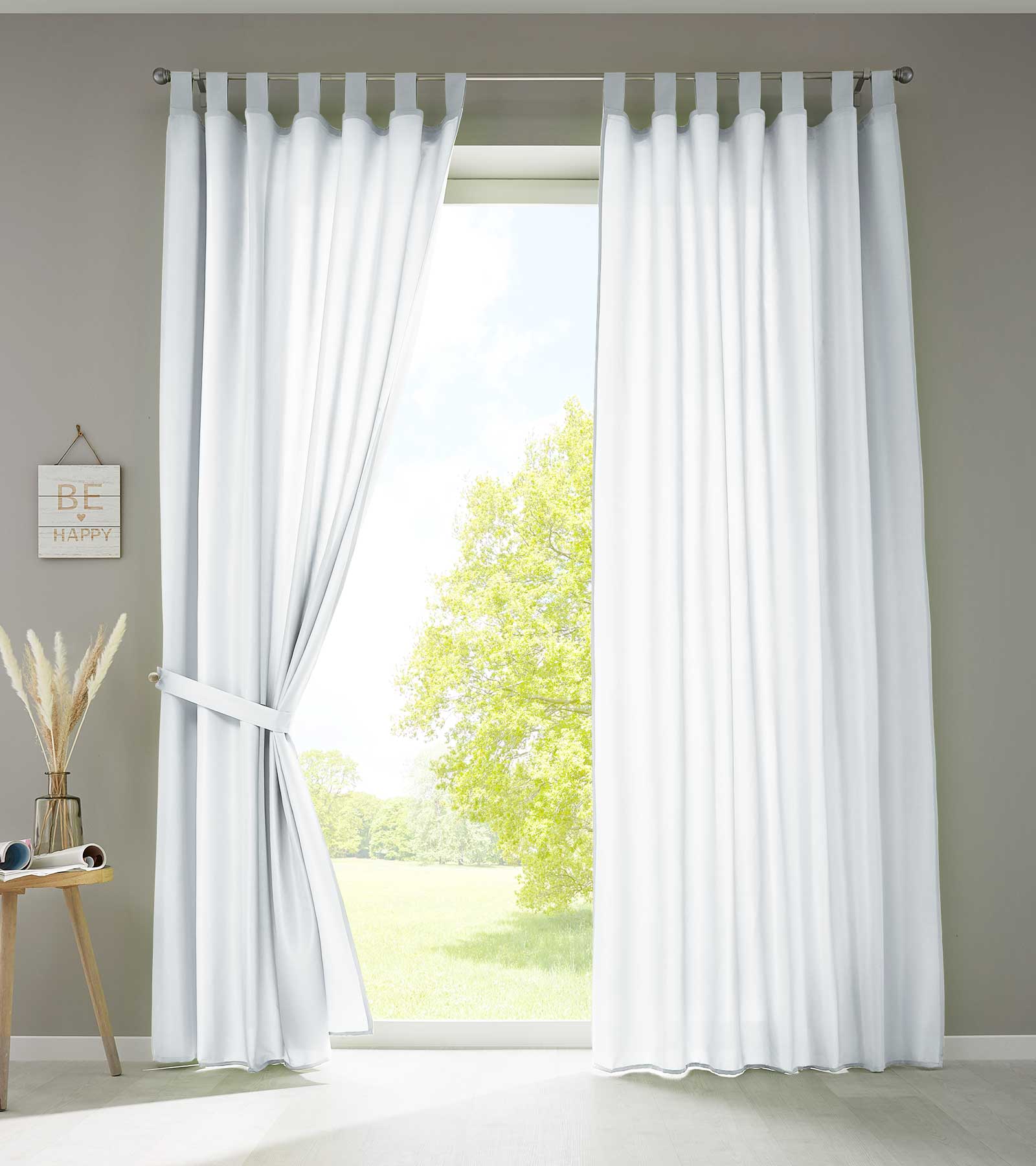 2er Set Vorhänge Schal Schlaufen »Berlin« Microsatin Lichtdurchlässig Kräuselband Uni Matt 20400N2