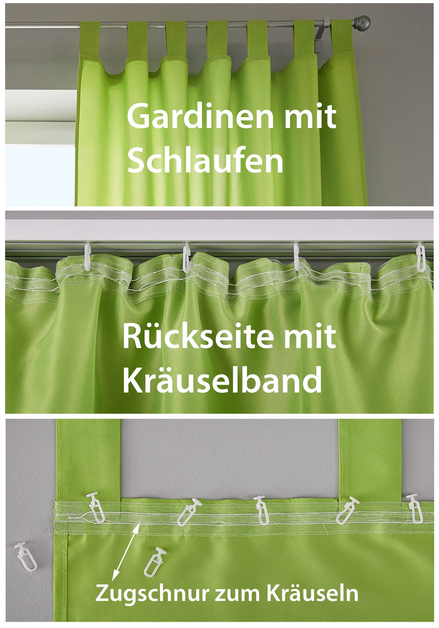 1er Set Vorhang Schal Schlaufen »Berlin« Microsatin Lichtdurchlässig Kräuselband Uni Matt 20400N