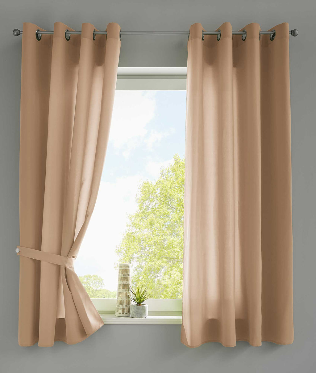 2er Set Vorhänge Schal Ösen »Berlin« Microsatin Lichtdurchlässig Uni Matt 20405N2