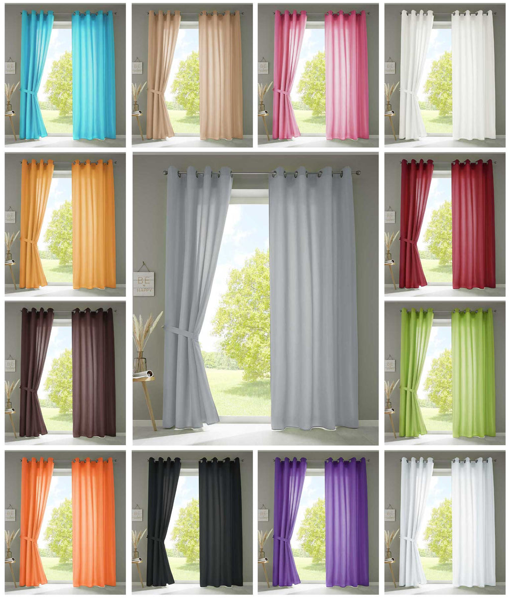 2er Set Vorhänge Schal Ösen »Berlin« Microsatin Lichtdurchlässig Uni Matt 20405N2