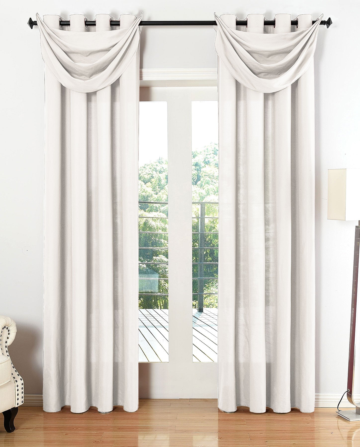 Vorhang Set Schal Ösen Microsatin Segeltuch Querbehang lichtdurchlässig Deko Wohnzimmer 20405S4