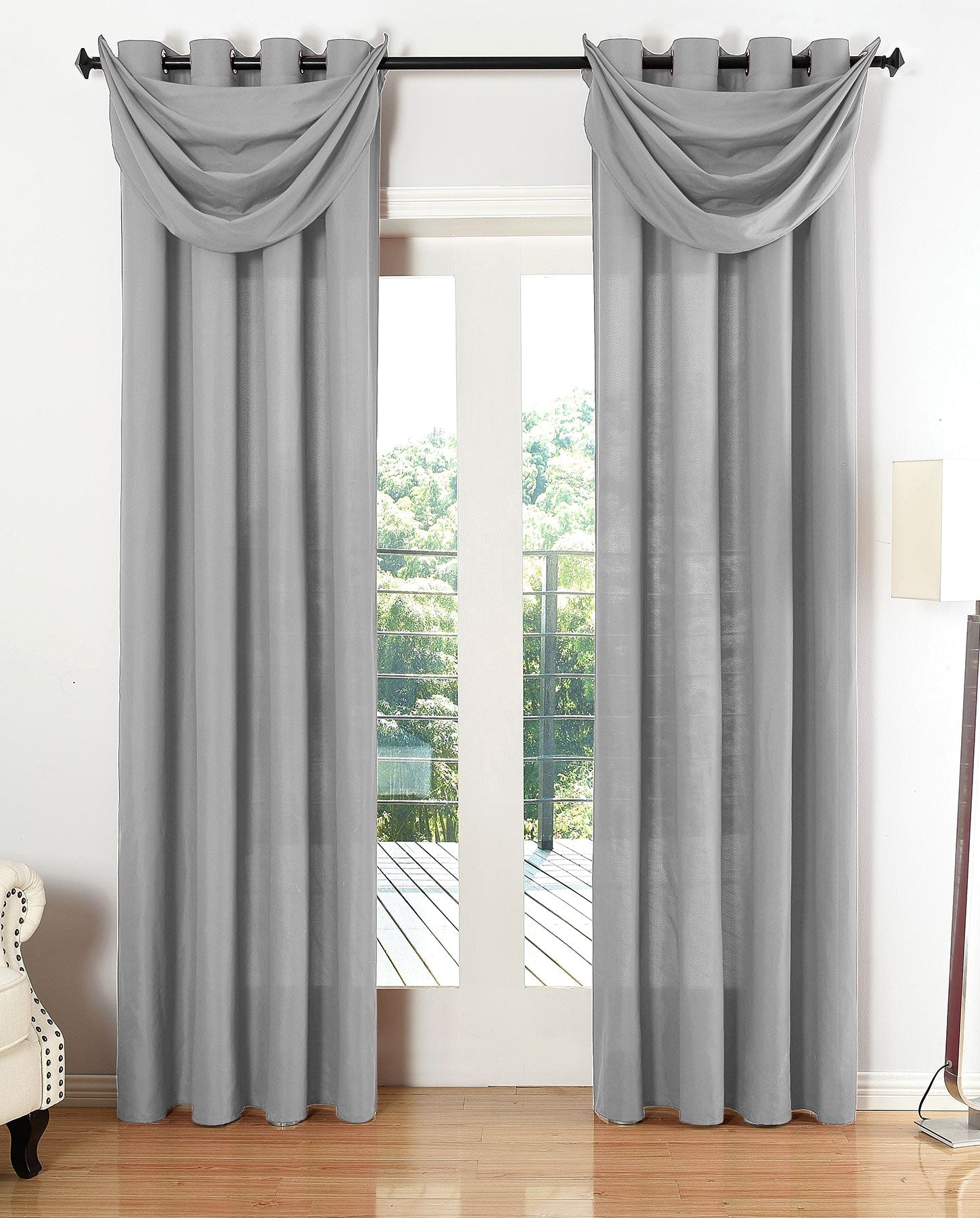 Vorhang Set Schal Ösen Microsatin Segeltuch Querbehang lichtdurchlässig Deko Wohnzimmer 20405S4