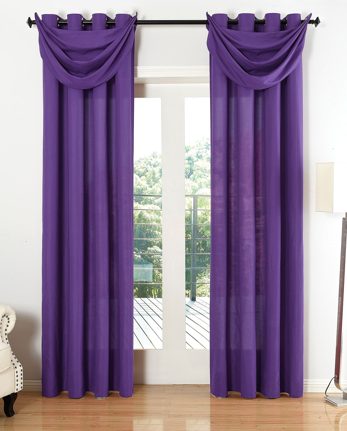 Vorhang Set Schal Ösen Microsatin Segeltuch Querbehang lichtdurchlässig Deko Wohnzimmer 20405S4
