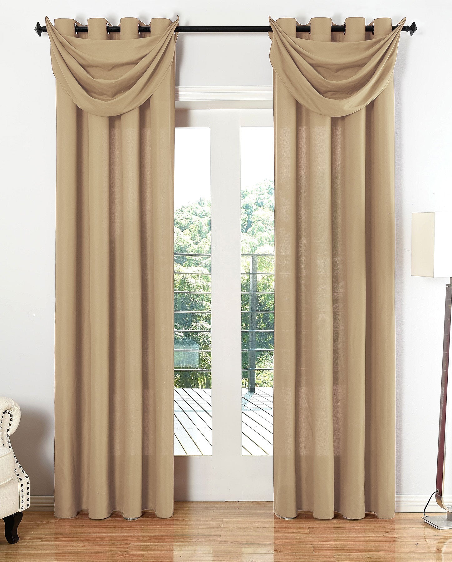 Vorhang Set Schal Ösen Microsatin Segeltuch Querbehang lichtdurchlässig Deko Wohnzimmer 20405S4