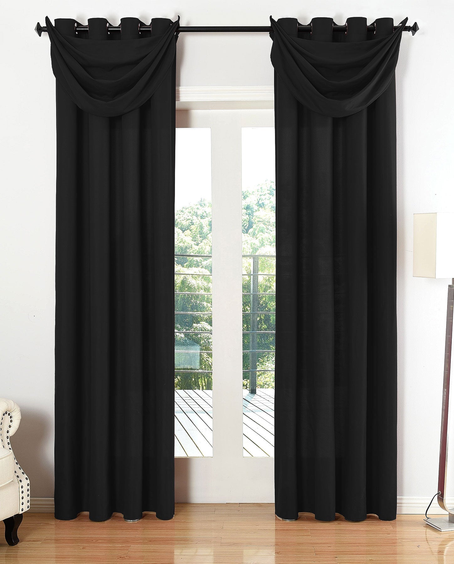 Vorhang Set Schal Ösen Microsatin Segeltuch Querbehang lichtdurchlässig Deko Wohnzimmer 20405S4
