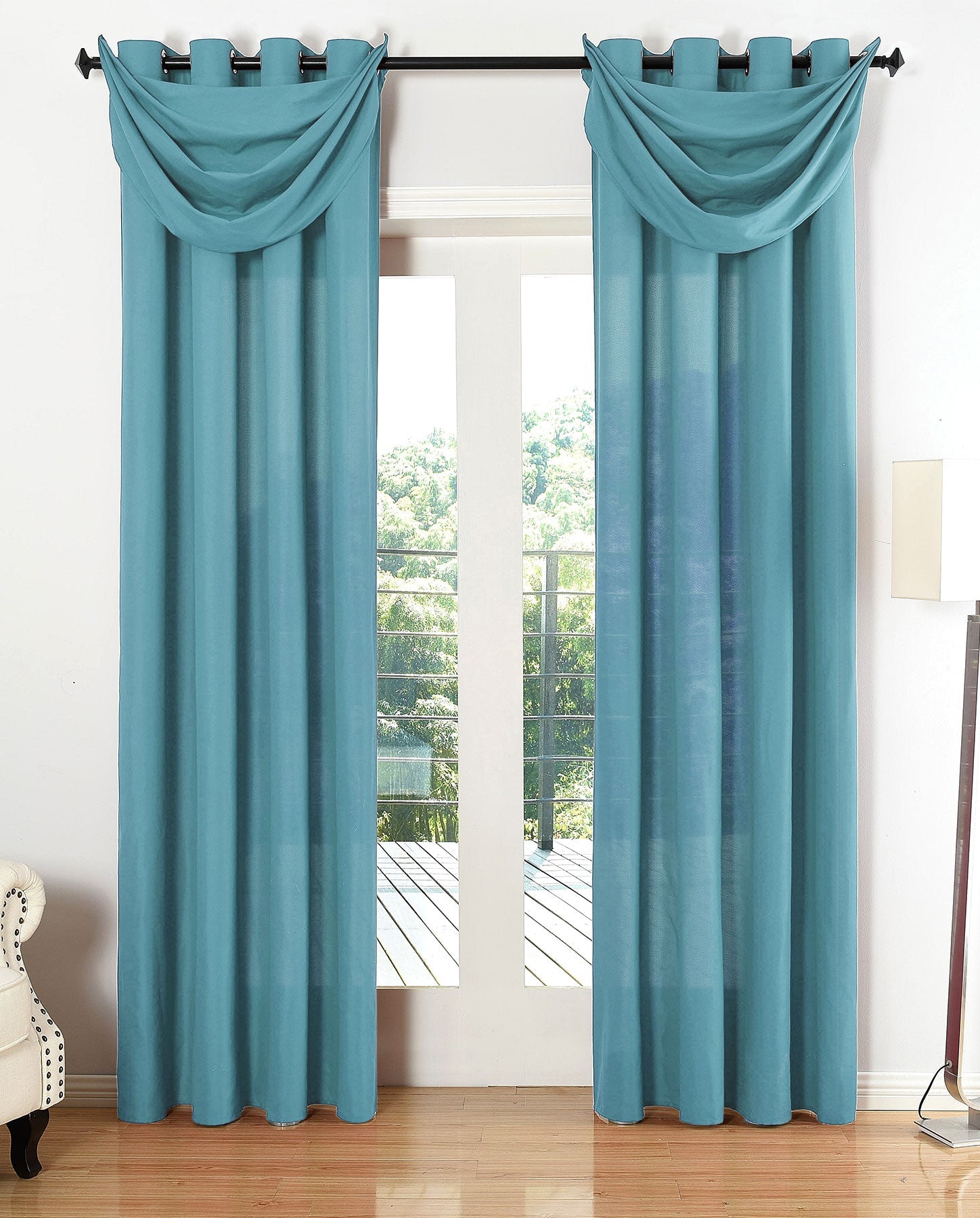 Vorhang Set Schal Ösen Microsatin Segeltuch Querbehang lichtdurchlässig Deko Wohnzimmer 20405S4