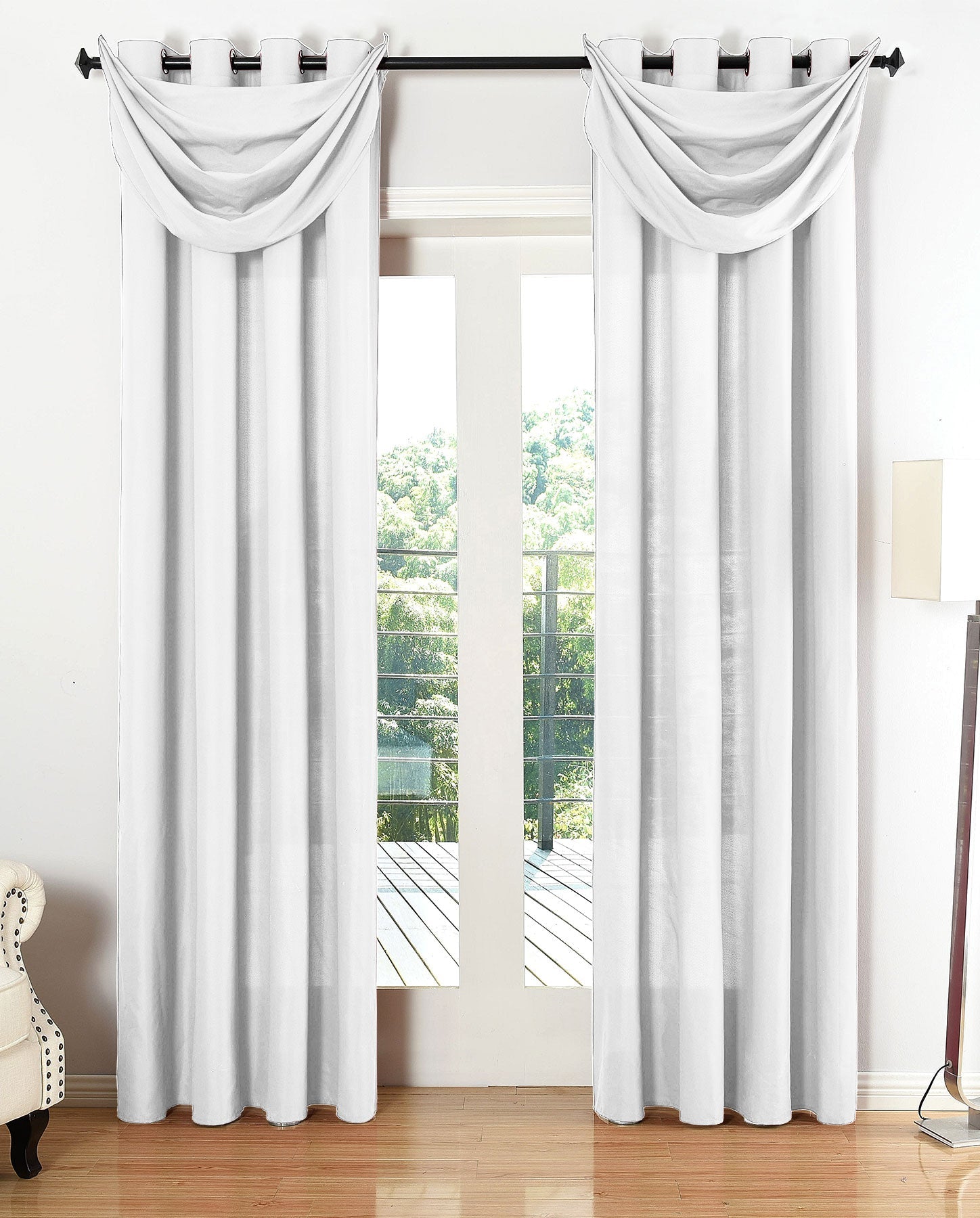 Vorhang Set Schal Ösen Microsatin Segeltuch Querbehang lichtdurchlässig Deko Wohnzimmer 20405S4