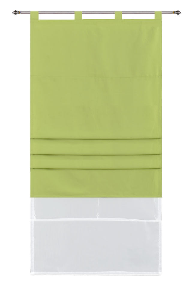 Doppel Raffrollo Palma Microsatin matt Voile Faltgardinen Faltrollo Schlaufenrollo mit Universalgardinenband 20410