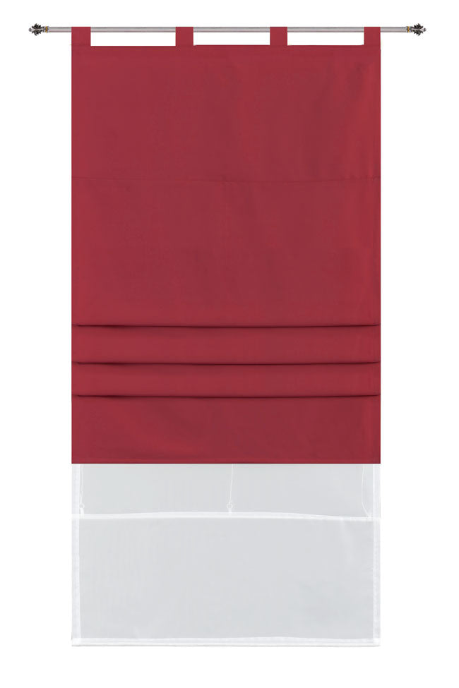 Doppel Raffrollo Palma Microsatin matt Voile Faltgardinen Faltrollo Schlaufenrollo mit Universalgardinenband 20410