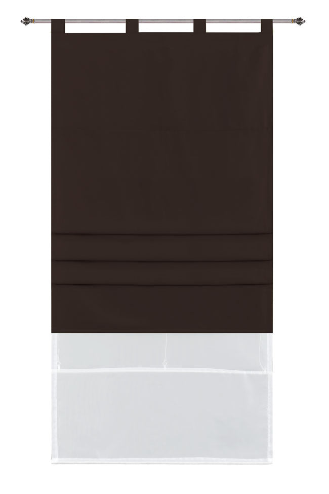 Doppel Raffrollo Palma Microsatin matt Voile Faltgardinen Faltrollo Schlaufenrollo mit Universalgardinenband 20410