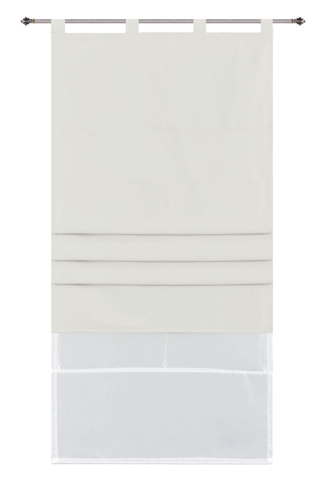 Doppel Raffrollo Palma Microsatin matt Voile Faltgardinen Faltrollo Schlaufenrollo mit Universalgardinenband 20410