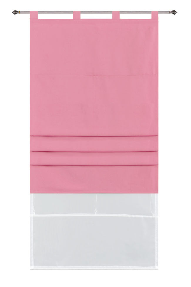 Doppel Raffrollo Palma Microsatin matt Voile Faltgardinen Faltrollo Schlaufenrollo mit Universalgardinenband 20410