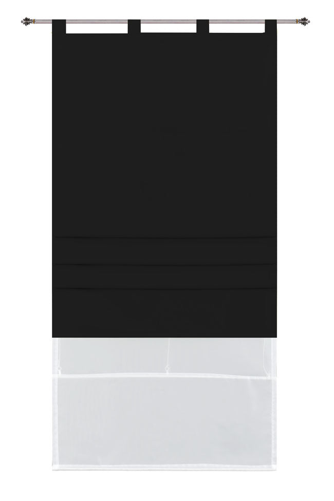 Doppel Raffrollo Palma Microsatin matt Voile Faltgardinen Faltrollo Schlaufenrollo mit Universalgardinenband 20410