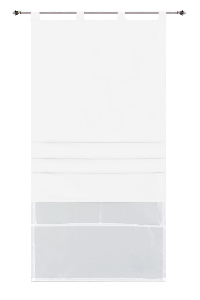 Doppel Raffrollo Palma Microsatin matt Voile Faltgardinen Faltrollo Schlaufenrollo mit Universalgardinenband 20410