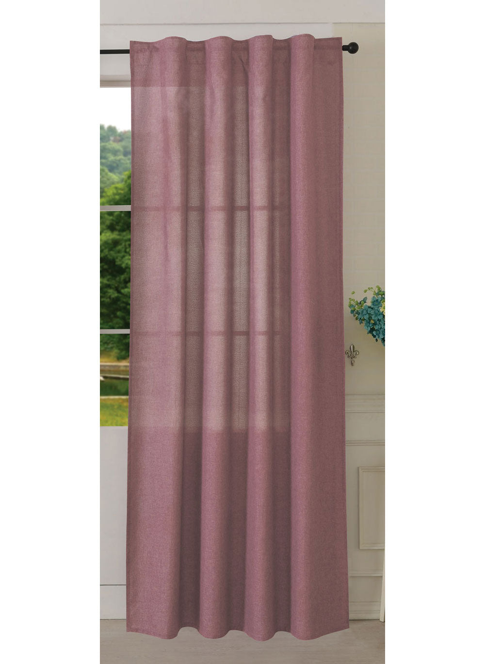 Vorhang Schal verdeckte Schlaufen >>Cationic<< blickdicht Leinen Optik natura seidenmatt  (HxB)  Landhaus Stil 20440