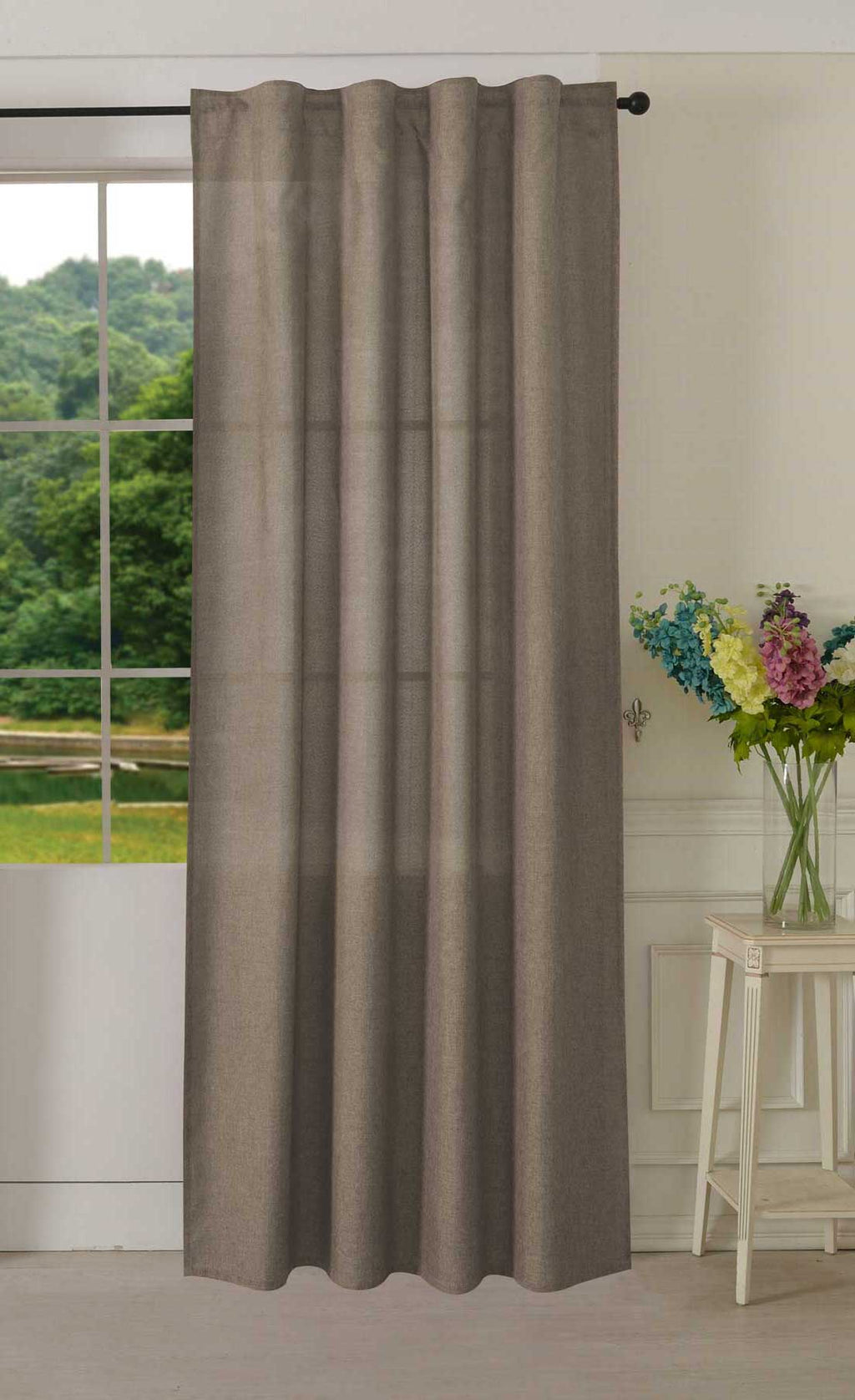 Vorhang Schal verdeckte Schlaufen >>Cationic<< blickdicht Leinen Optik natura seidenmatt  (HxB)  Landhaus Stil 20440
