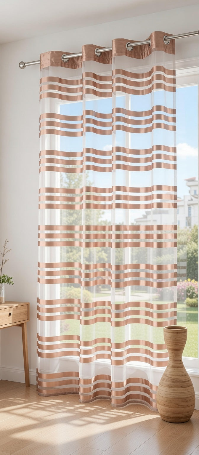Ösen Schal »GÖTTINGEN« transparent Organza Gardine mit Querstreifen 89133