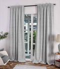 2 Vorhänge Chenille Vorhang Bouclé-Struktur HxB 245x140 cm Weiß Schwarz »MONTANA« Multiband-Aufhängung Pflegeleicht 2023330-2
