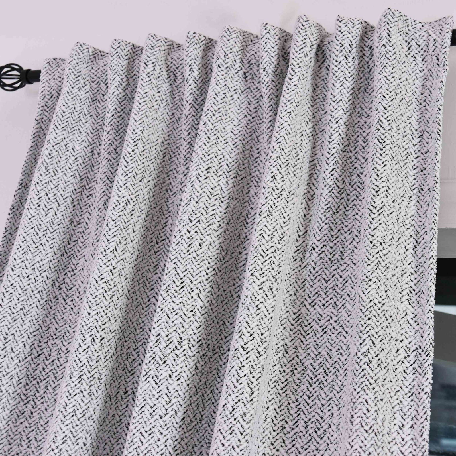2 Vorhänge Chenille Vorhang Bouclé-Struktur HxB 245x140 cm Weiß Schwarz »MONTANA« Multiband-Aufhängung Pflegeleicht 2023330-2
